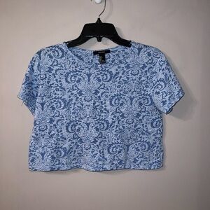 Forever 21 bluish purple floral, geometric design shirt size small